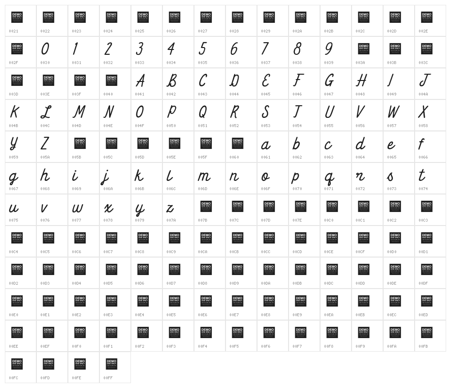 Keep Going Character Map
