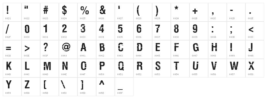 Keetano Katana Bold Character Map