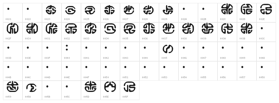 Keikoku Koin Character Map