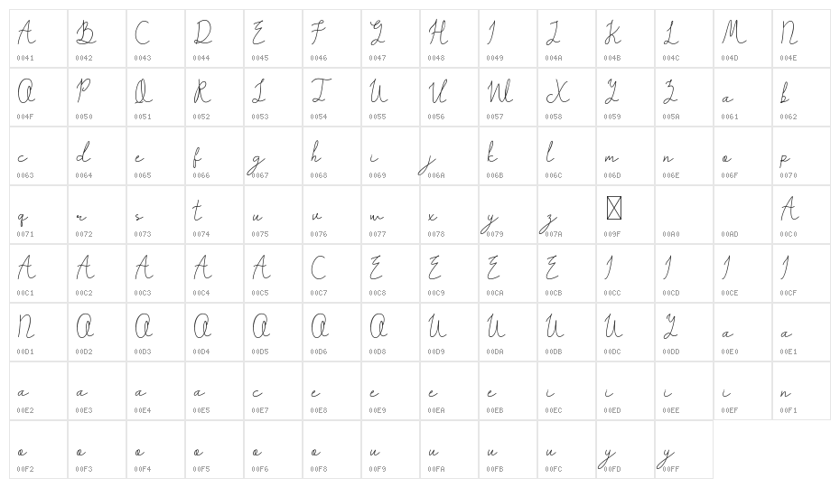 Kellista DEMO Bold Character Map