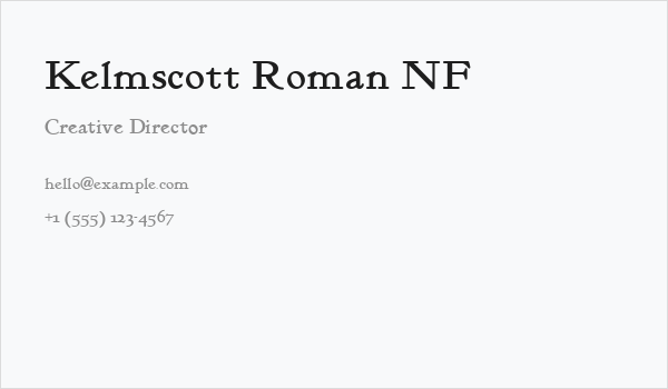 Kelmscott Roman NF Business Card
