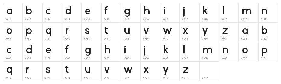 Kelvetica Character Map