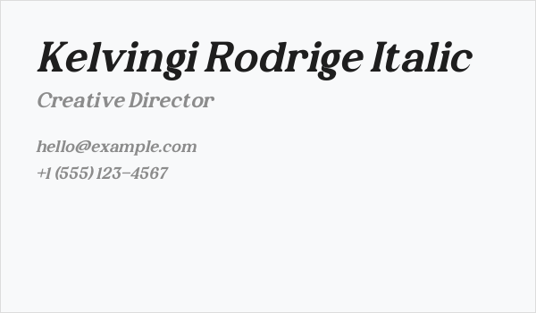 Kelvingi Rodrige Italic Business Card