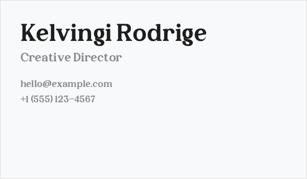 Kelvingi Rodrige Business Card