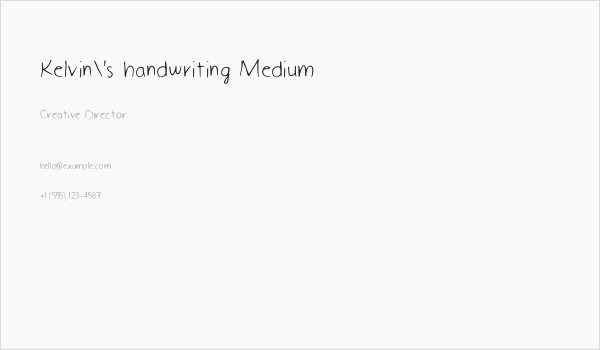 Kelvin's handwriting Medium Business Card