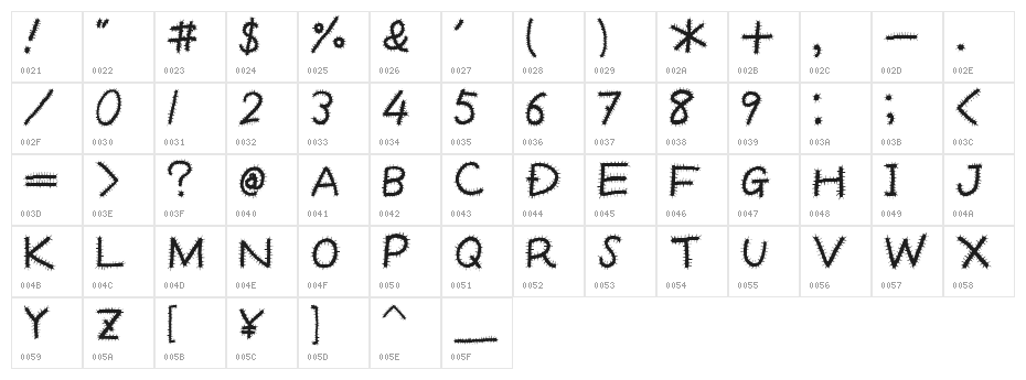 Kemushi_Alp Character Map