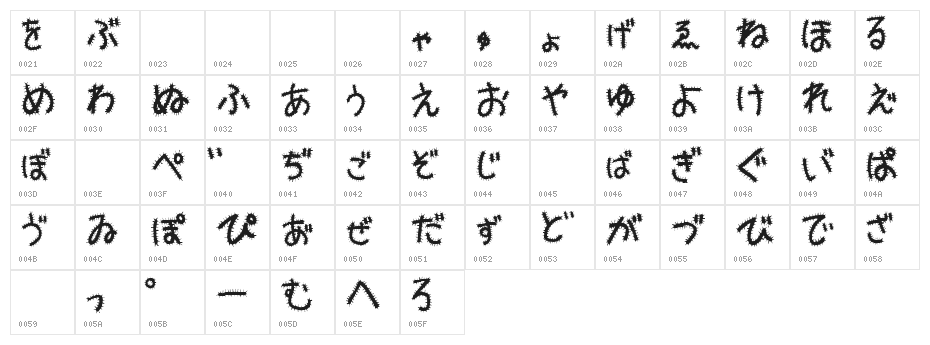Kemushi_Hira Character Map
