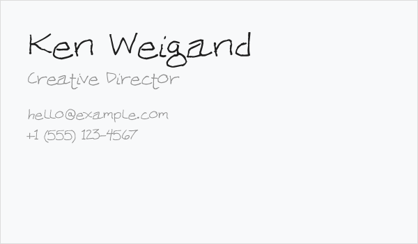 Ken Weigand Business Card