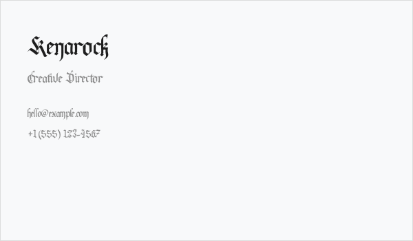 Kenarock Business Card