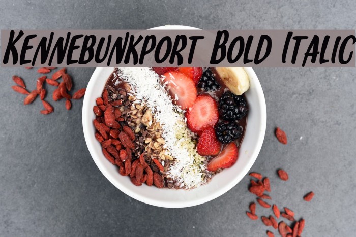 Kennebunkport Bold Italic Font examples