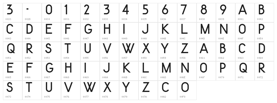 KentekenSmitsNegentienEenenvijftig Character Map