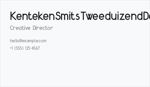KentekenSmitsTweeduizendDertien Business Card