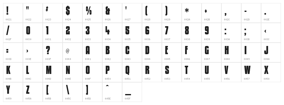 Kenyan Coffee Bold Character Map