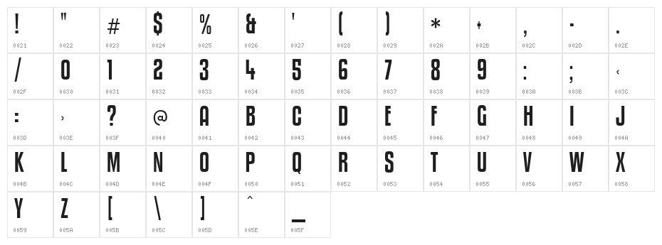 KenyanCoffee-Regular Character Map