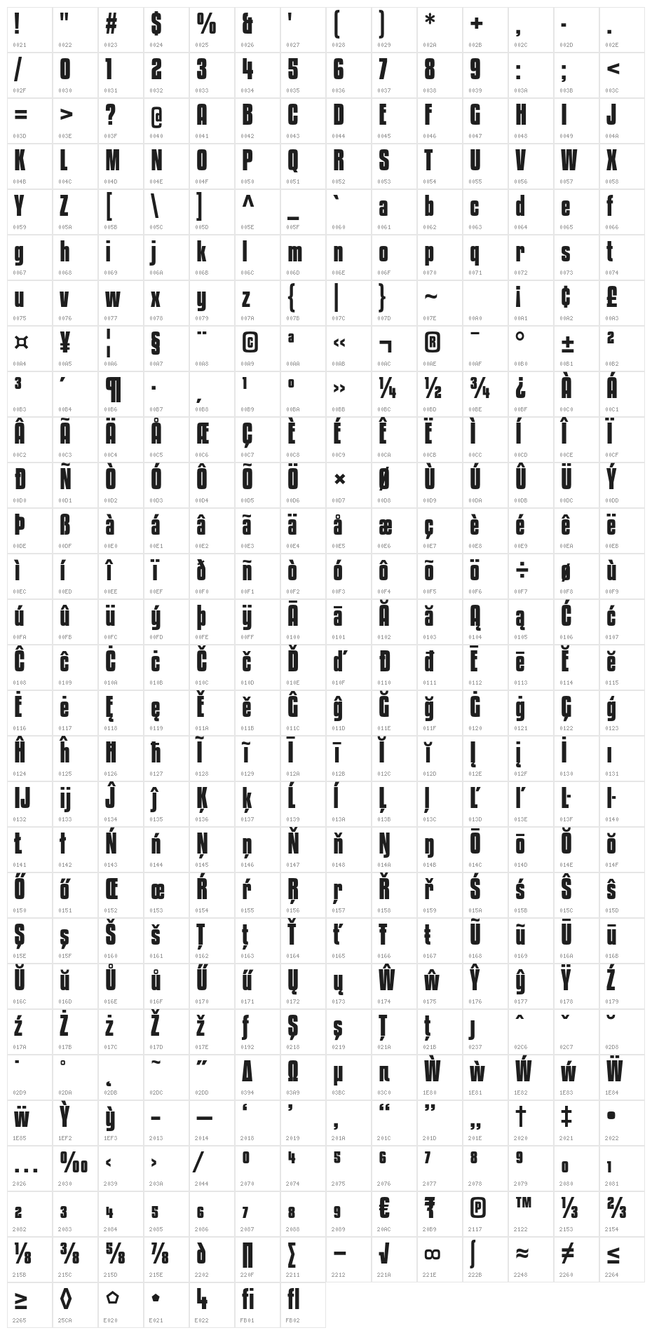 KenyanCoffeeRg-Bold Character Map