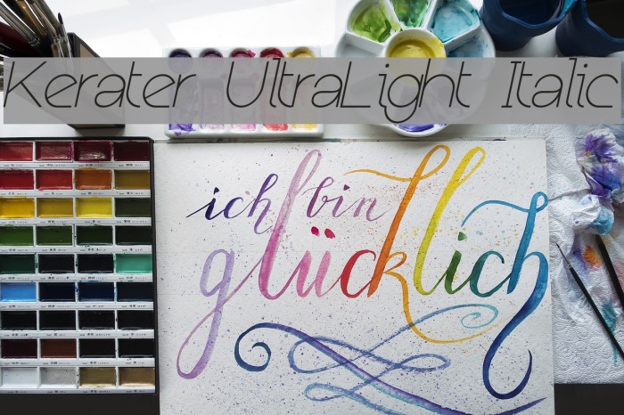 Kerater UltraLight Italic Font examples