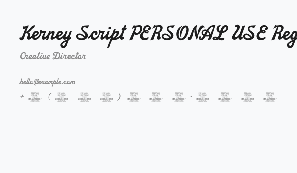 Kerney Script PERSONAL USE Regular Business Card