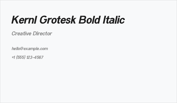 Kernl Grotesk Bold Italic Business Card