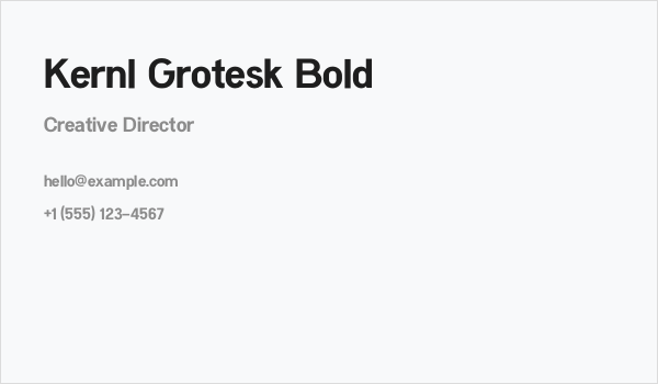 Kernl Grotesk Bold Business Card