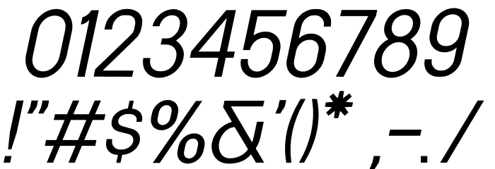 Kernl Grotesk Italic Шрифта ДРУГИЕ символов