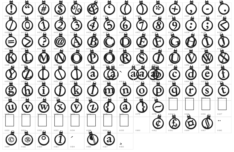 KerstKaarten Character Map