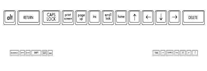 Keyboard KeysCn Condensed Font LOWERCASE