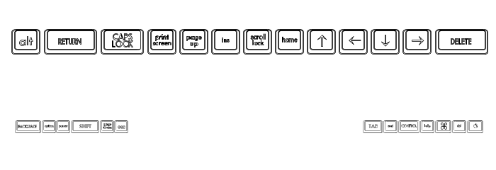Keyboard KeysHo Hollow Font LOWERCASE