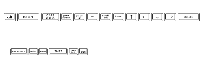 Keyboard KeysWd Wide Font LOWERCASE