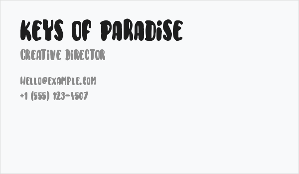 Keys of Paradise Business Card