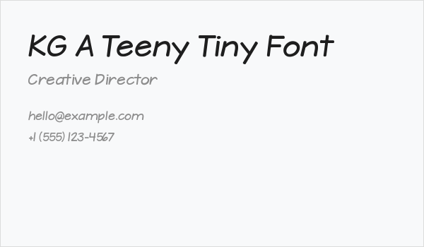 KG A Teeny Tiny Font Business Card