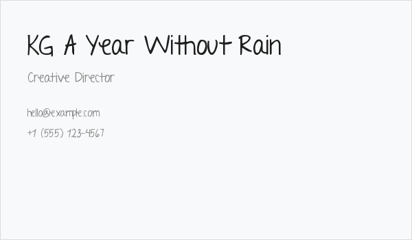 KG A Year Without Rain Business Card