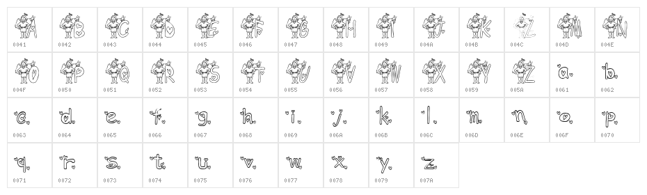 KG ANGEL3 Character Map
