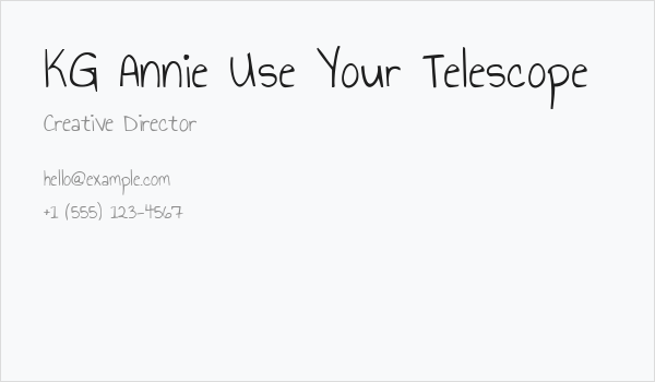 KG Annie Use Your Telescope Business Card