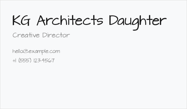 KG Architects Daughter Business Card