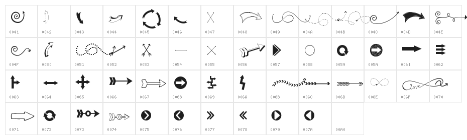 KG Arrows Character Map