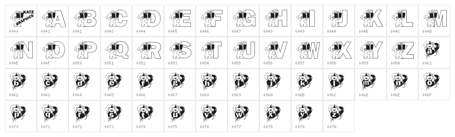 KG BDAY BEAR Character Map