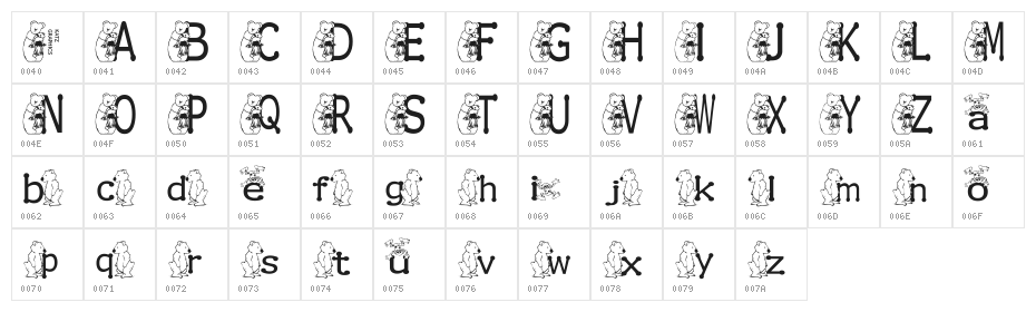KG BEAR&FROG Character Map
