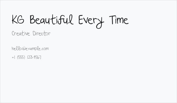 KG Beautiful Every Time Business Card