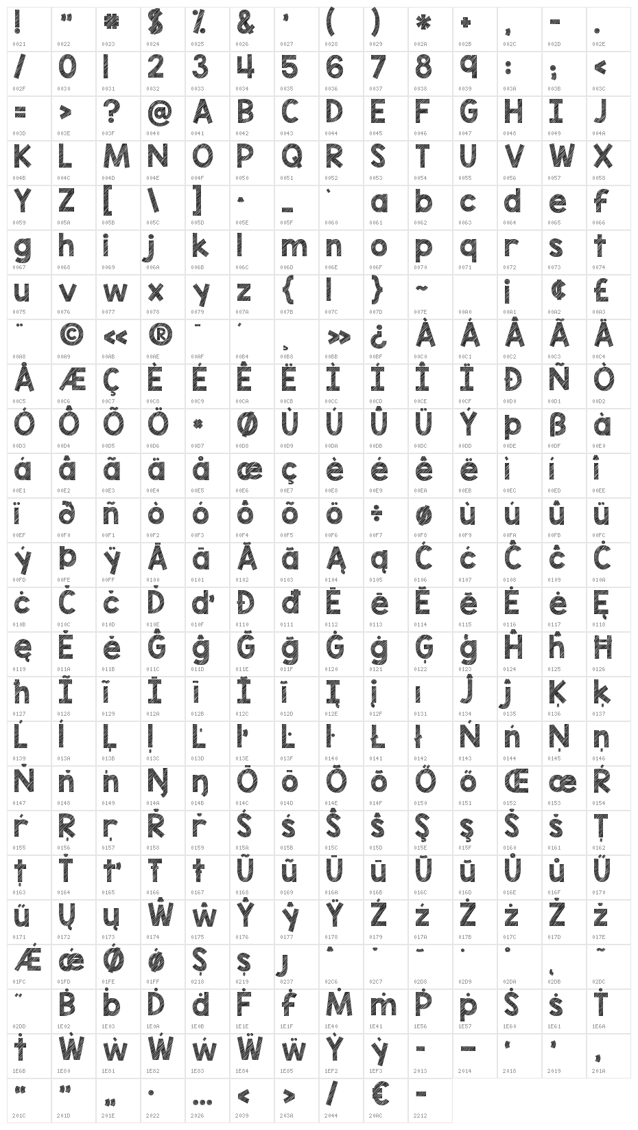 KG Blank Space Sketch Character Map