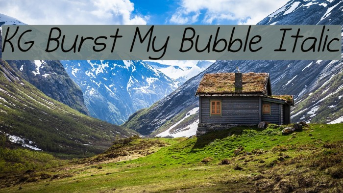 KG Burst My Bubble Italic Font examples