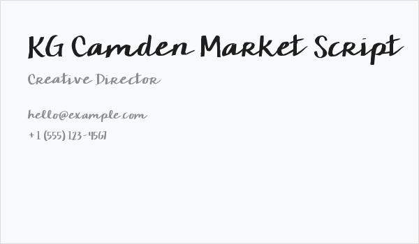 KG Camden Market Script Business Card