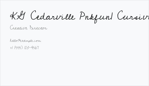 KG Cedarville Pnkfun1 Cursive Business Card
