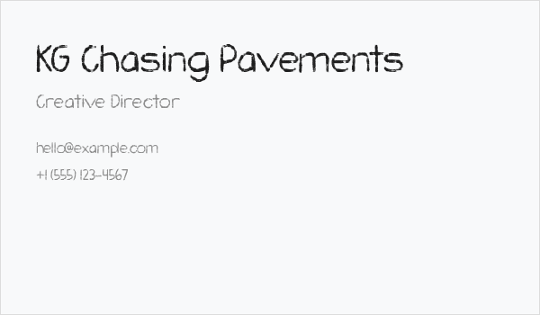 KG Chasing Pavements Business Card