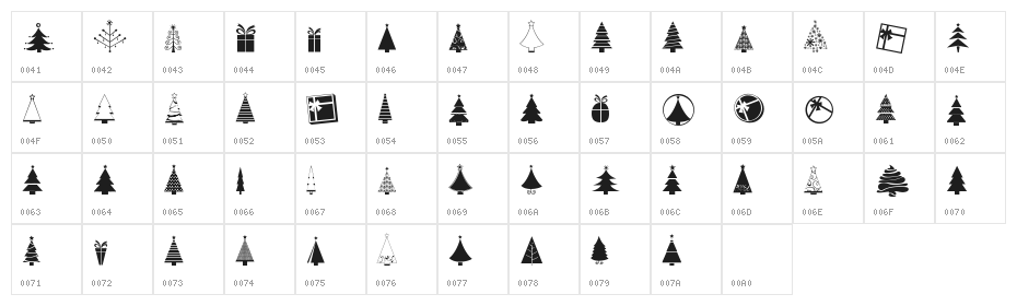 KG Christmas Trees Character Map