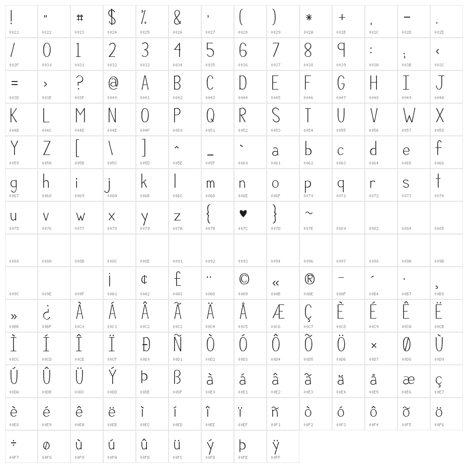 KG Compassion Simple Regular Character Map