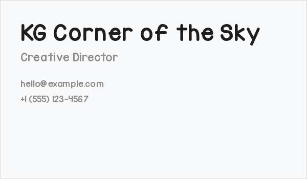 KG Corner of the Sky Business Card