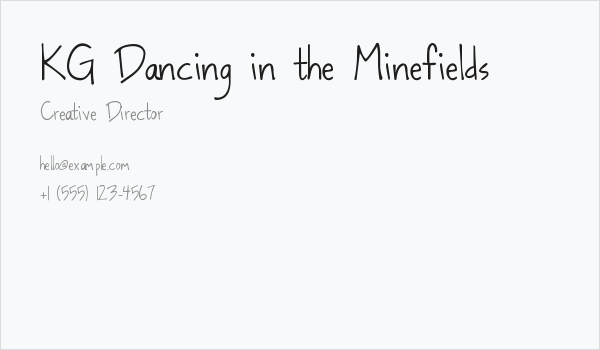 KG Dancing in the Minefields Business Card