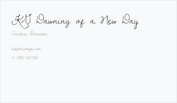 KG Dawning of a New Day Business Card