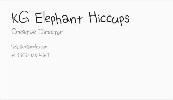 KG Elephant Hiccups Business Card