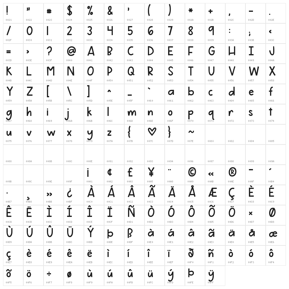 KG Ever Since New York Regular Character Map